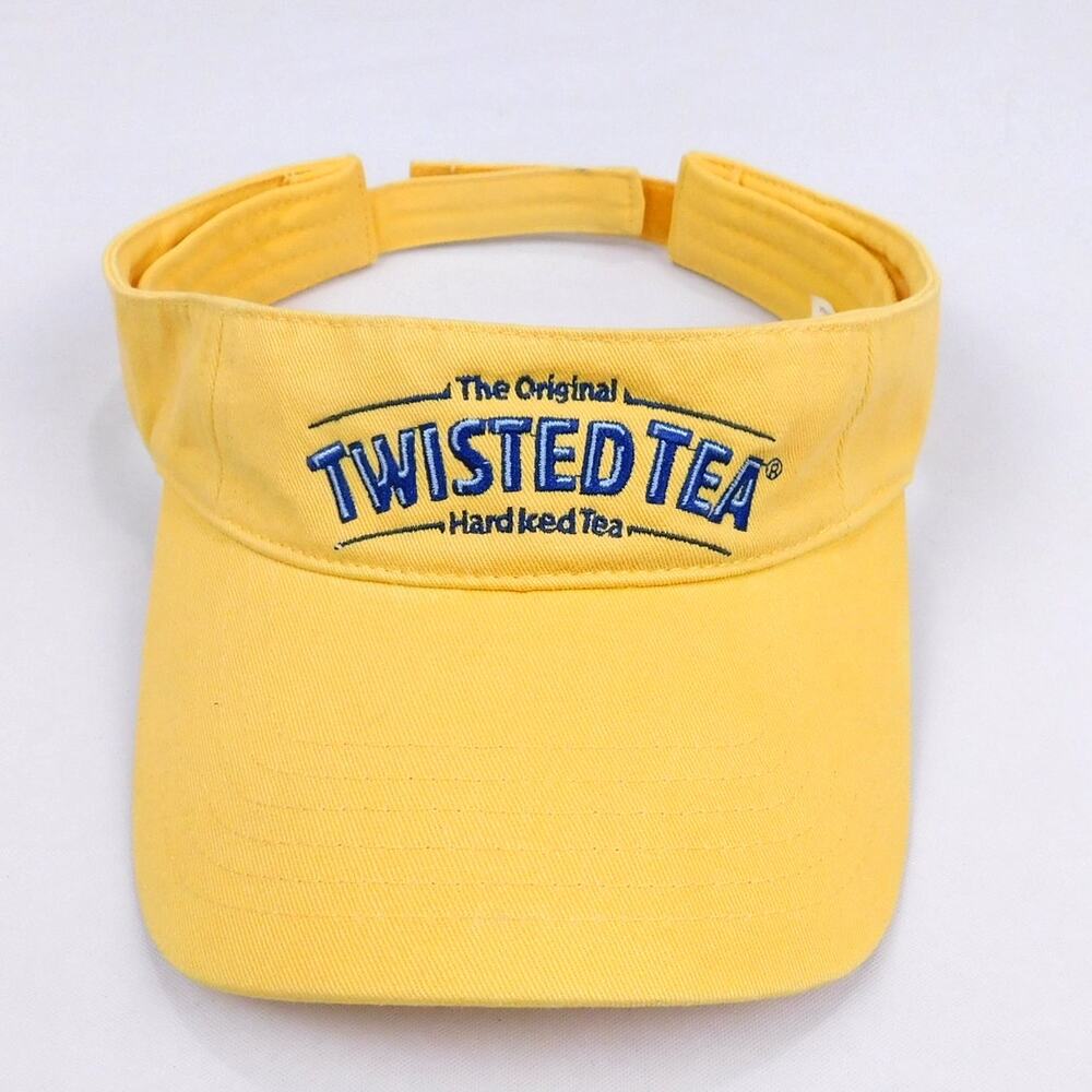 Twisted Tea Visor Hat Yellow Adjustable Embroidered Logo Promo Summer Frat